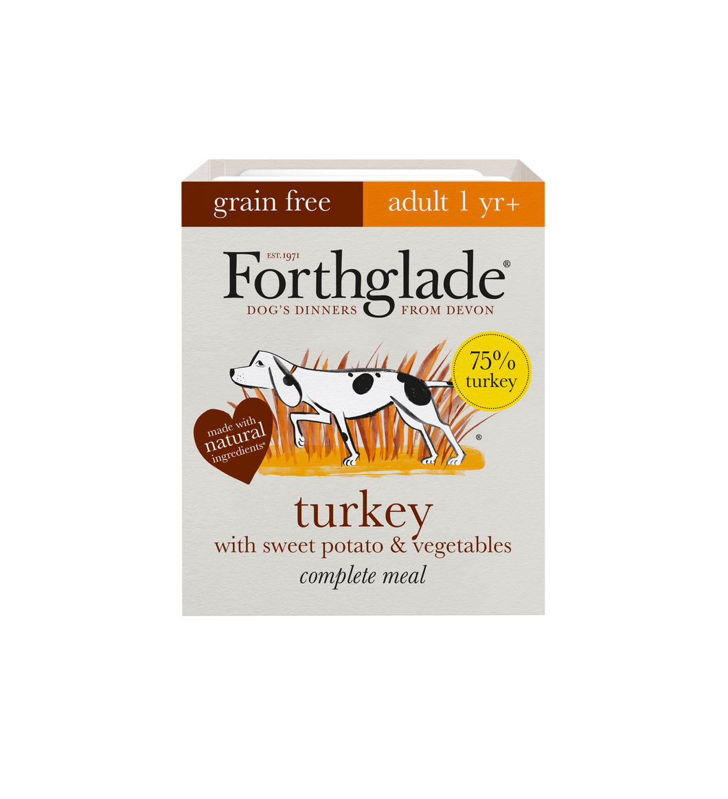 Forthglade Complete Grain Free Adult Trays - Turkey with Sweet Potato & Veg 395g - Littlehampton Exotics 