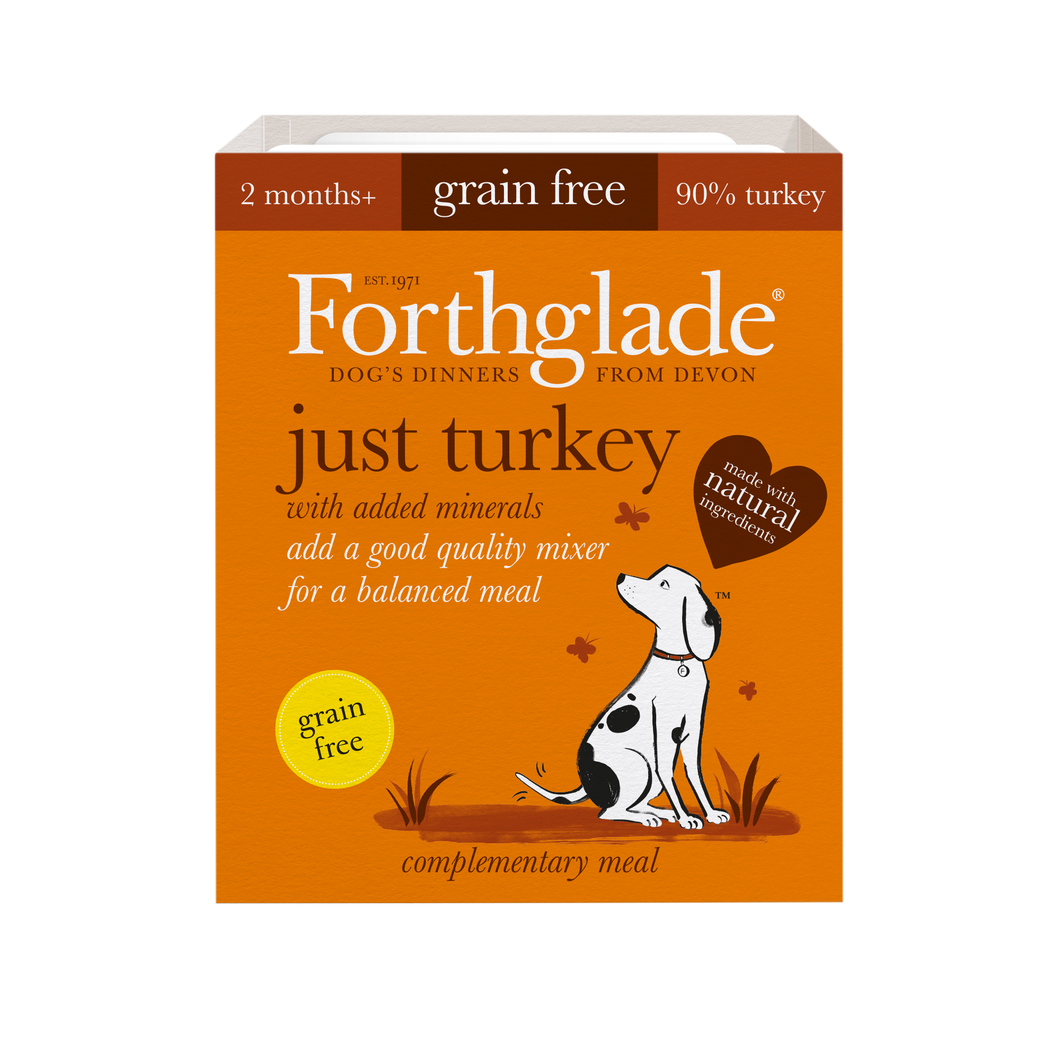 Forthglade Adult Dog Tray Just Turkey 395g - Littlehampton Exotics 