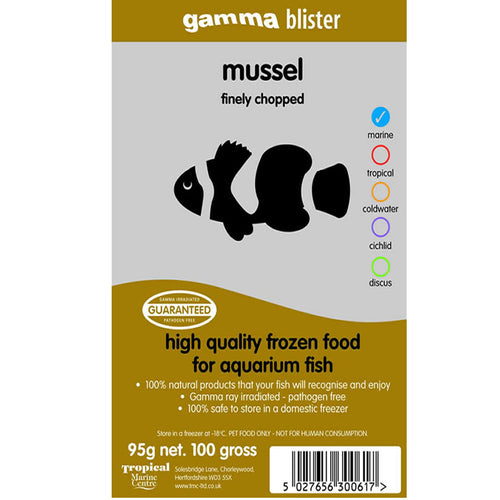 Gamma Blister Chopped Mussel, 95g. - Littlehampton Exotics 