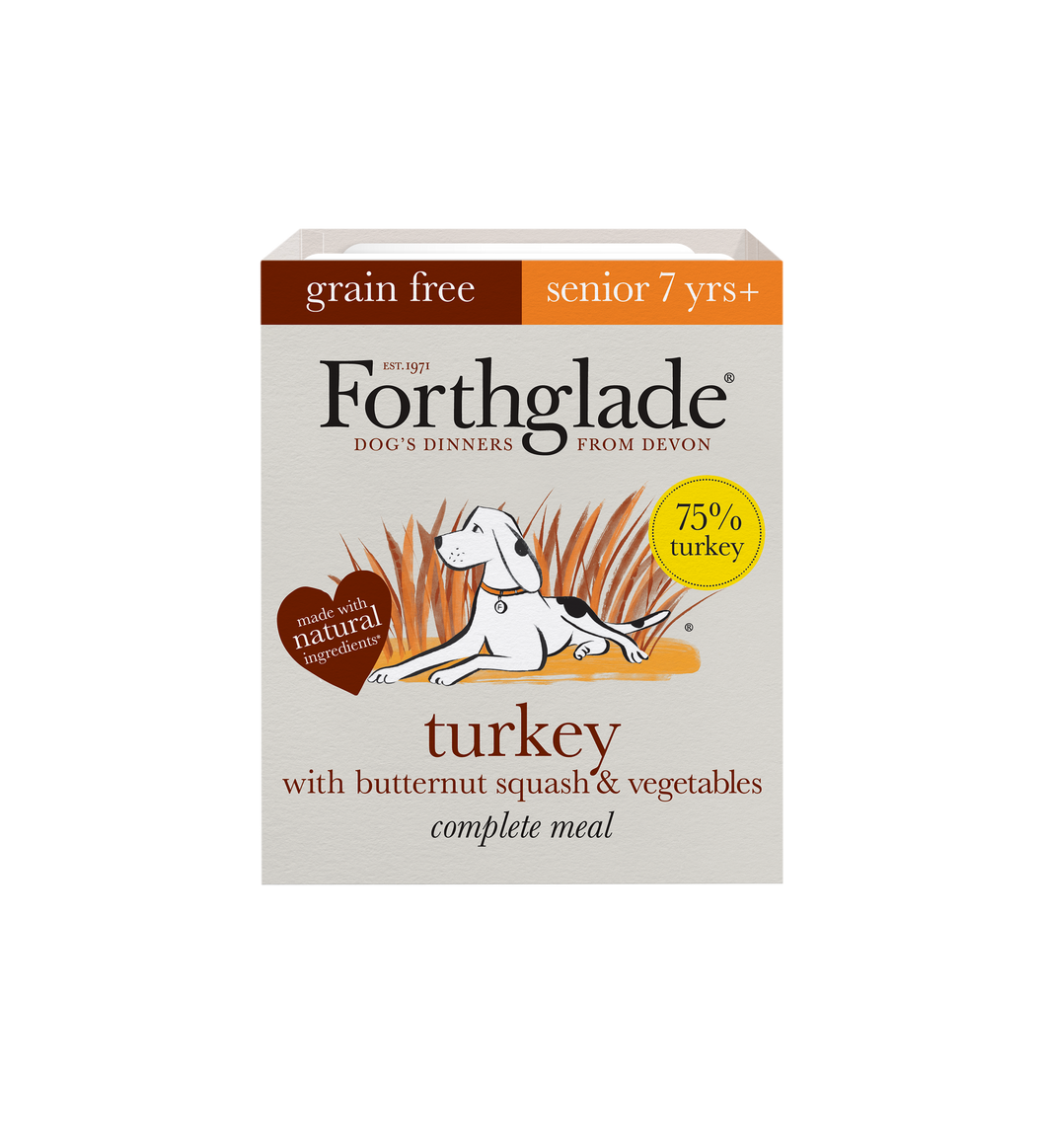 Forthglade Complete Grain Free Senior Trays Turkey Butternut Squash & Veg 395g - Littlehampton Exotics 